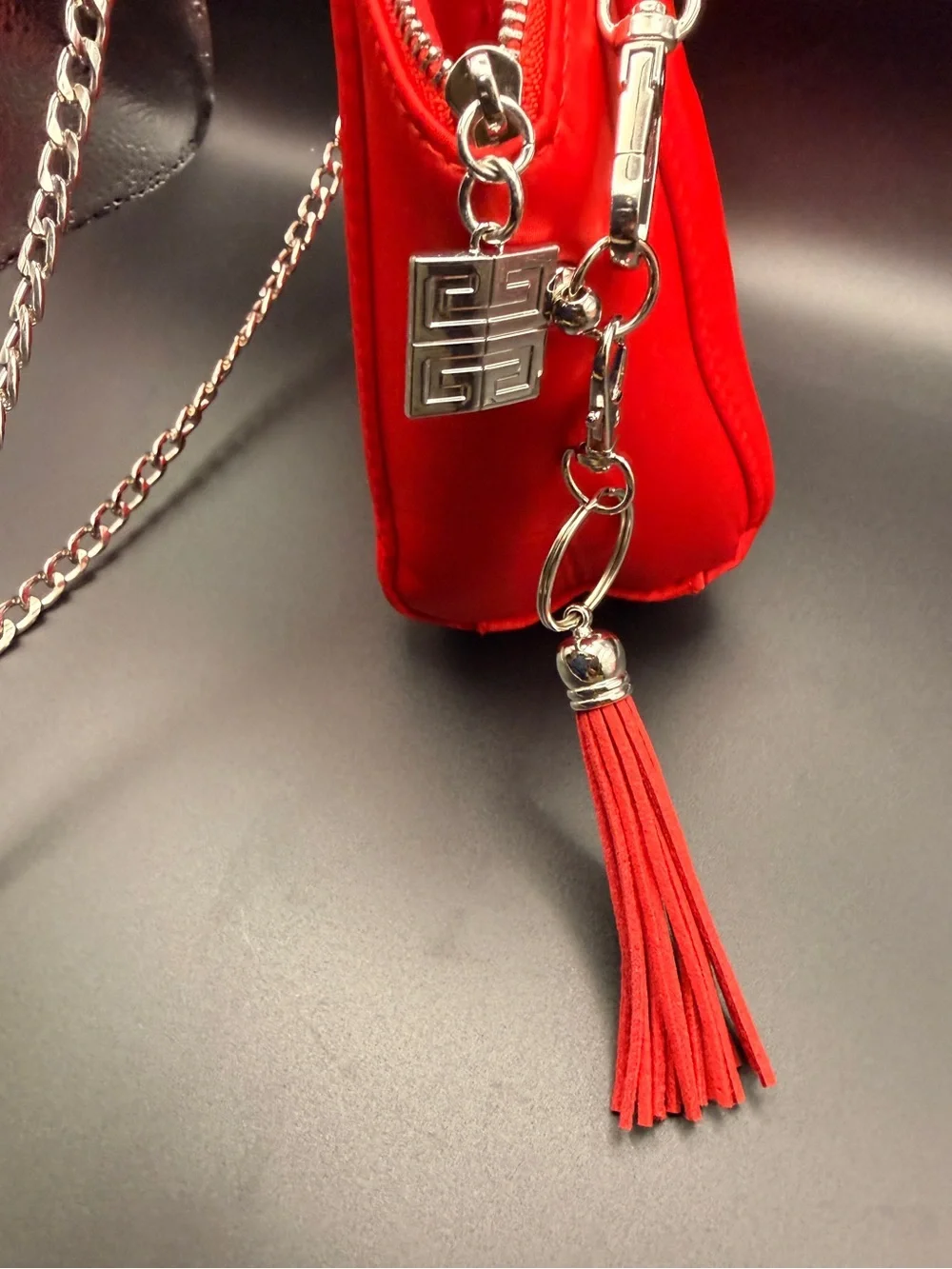 Givenchy Beauty Red Cosmetic Pouch Makeup Bag w/ Chain customized Crossbody